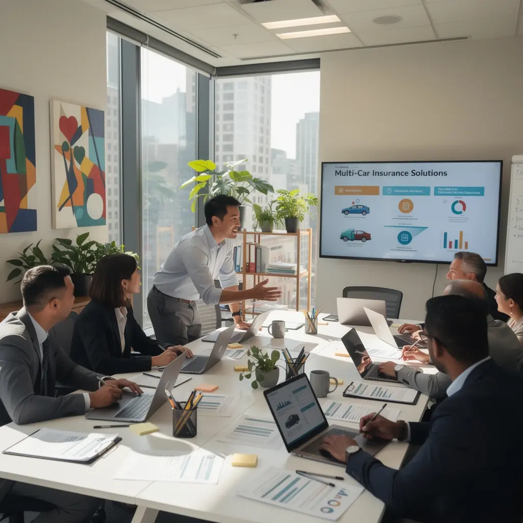 Zespół ekspertów analizujący potrzeby klientów dotyczące ubezpieczenia pojazdów.